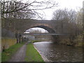 Footbridge and Kirkburton Branch viaduct over the Huddersfield Broad Canal