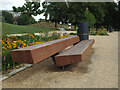 Hardwood seat, western entrance, Burgess Park, Camberwell