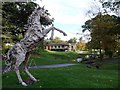 NZ1265 : Rearing Stallion driftwood sculpture, Close House Golf Course by Andrew Curtis