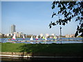 View of the North London Association Yachts on the West Reservoir and three towerblocks on Bethune Road