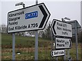 Road signs at the end of the A726