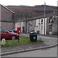 Postbox and litter bin in Cwmaman