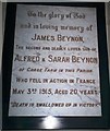 St Peters Church Lampeter Velfrey - plaque