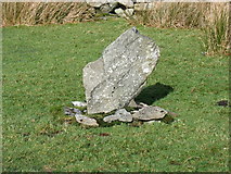 NY3913 : Standing Stone in a sheepfold at Wall End by David Purchase