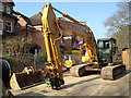 Tracked digger in the compound, York Road, Leamington