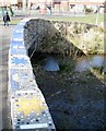 Mosaic tiled parapet to footbridge, Batchley Pool, Batchley, Redditch