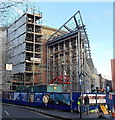 Major building work on a corner in central Swansea