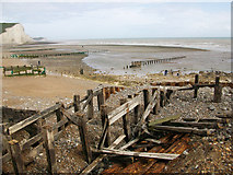 TV5197 : Smashed groynes at Cuckmere Haven by Andrew Diack