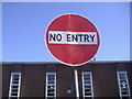 Repainted no entry sign by Kenton Library