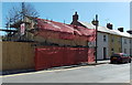 Popes Garage under scaffolding, Haverfordwest