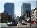 View of new buildings on Whitechapel Road and the Walkie Talkie building from Whitechapel Road