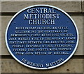 Blue plaque, Central Methodist Church