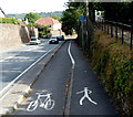 Footpath and cycle lane markers alongside Bucklands Batch, Nailsea