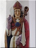 TL5502 : St. Martin's Church, Chipping Ongar - effigy of St. Martin of Tours (detail) by Mike Quinn