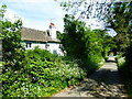 Looking east on minor road past Stoney Dean Farmhouse