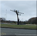 Aeroplane sculpture on traffic roundabout