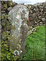 SD7864 : Cut bench mark on old gatepost on walled track by Karl and Ali