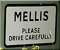 Mellis Village Name sign on Mellis Road