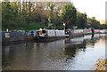 Moored narrowboats