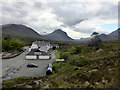 The Sligachan Hotel viewed from the adjacent hilltop