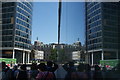 London Metropolitan University reflected in a building on London Wall