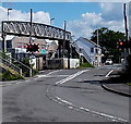 Red lights flashing - level crossing barriers about to descend, Pontyclun