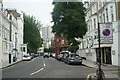 View up Bina Gardens from Old Brompton Road