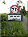 TL9457 : Felsham Village Name sign by Geographer