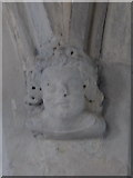 TL9925 : St. Martin's Church, West Stockwell Street, CO1 - stone head on nave pillar by Mike Quinn