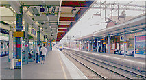 TQ5686 : Upminster Station, eastward on Platform 2 by Ben Brooksbank