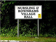 SU3716 : Nursling & Rownhams Village Hall Sign by Geographer