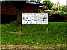 SU3716 : Broadmead Road sign by Geographer