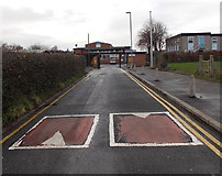 ST3390 : Speed bumps on the approach to Caerleon Comprehensive School by Jaggery