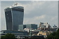 View of the Walkie Talkie, the spire of the All Hallows by the Tower church and Minster Court from Tower Bridge