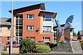 Sculpture & flats at Rankin Way, off Darnley Road, Barrhead