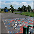 Snakes and ladders play area outside Waunwen Community Recreation Centre, Trebanog