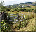 Kissing gate across a public footpath in Trebanog