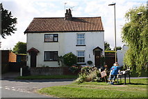 TA0979 : Scarecrow and Cottages, West End, Muston by JThomas