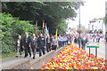 SP9211 : The Procession approaches Tring Memorial Garden by Chris Reynolds