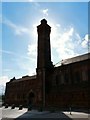 Swimming Baths Tower with the sun behind