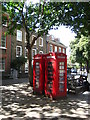 Red phone boxes near Richmond Green