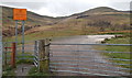 Kissing gate, gate and notice, Cwmparc