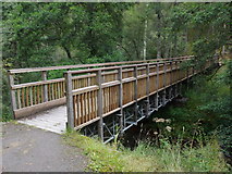 NJ5600 : A new wood and steel bridge over the Dess Burn by Stanley Howe