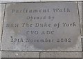 Plaque in Parliament Walk