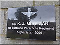 Most recent plaque at the War Memorial