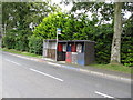 Bus shelter on Dromara Road, Moneyslane painted Red, White and Blue