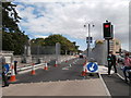 NATO conference security fencing, Canton Bridge, Cardiff