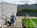 Stairs between the roof and floor of the Culloden Visitor Centre