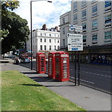SP3166 : Three red phoneboxes in  Royal Leamington Spa by Jaggery