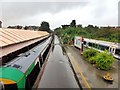 Stratford on Avon Station, three platforms, three trains from the footbridge